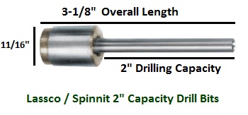 Lassco 1/4" Drill Bit 2" Drilling Capacity